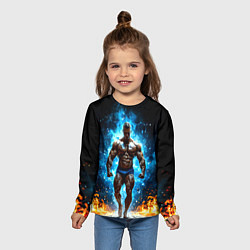 Лонгслив детский Культурист в огне, цвет: 3D-принт — фото 2