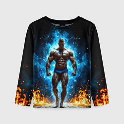 Детский лонгслив Культурист в огне