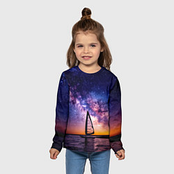Лонгслив детский Виндсерфер в космосе, цвет: 3D-принт — фото 2