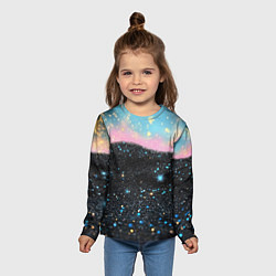Лонгслив детский Блестящая текстура на черном, цвет: 3D-принт — фото 2