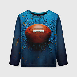 Лонгслив детский Мяч для американского футбола на синем, цвет: 3D-принт
