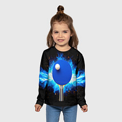 Лонгслив детский Синяя ракетка для пинг-понга, цвет: 3D-принт — фото 2