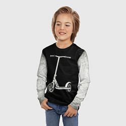 Лонгслив детский Самокат на черно-белом, цвет: 3D-принт — фото 2