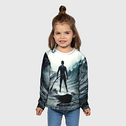 Лонгслив детский Сапсёрфер в волне, цвет: 3D-принт — фото 2