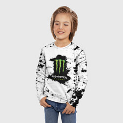 Лонгслив детский Monster energy брызги красок, цвет: 3D-принт — фото 2