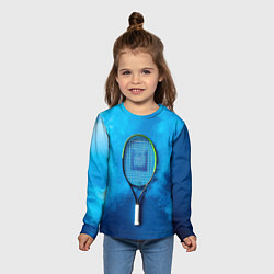 Лонгслив детский Теннисная ракетка в синем дыму, цвет: 3D-принт — фото 2