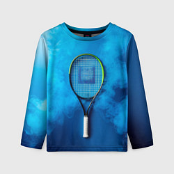 Лонгслив детский Теннисная ракетка в синем дыму, цвет: 3D-принт
