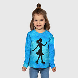 Лонгслив детский Фигуристка на синем, цвет: 3D-принт — фото 2