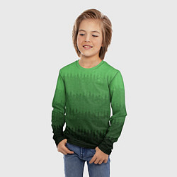 Лонгслив детский Зеленый градиент текстурные полосы, цвет: 3D-принт — фото 2