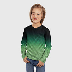 Лонгслив детский Чёрно-зелёный градиент с узором, цвет: 3D-принт — фото 2