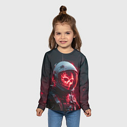Лонгслив детский Красный скелет космонавта, цвет: 3D-принт — фото 2
