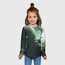 Лонгслив детский Зеленый скелет космонавта, цвет: 3D-принт — фото 2