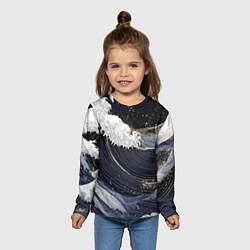Лонгслив детский Волны моря с блестками, цвет: 3D-принт — фото 2