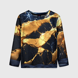 Лонгслив детский Золотая текстура на синем, цвет: 3D-принт