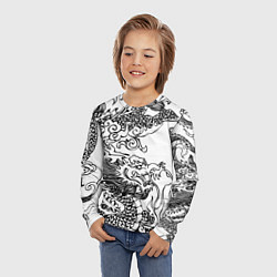 Лонгслив детский Татуировка дракона на белом, цвет: 3D-принт — фото 2