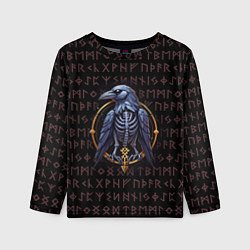 Лонгслив детский Ворон и руны, цвет: 3D-принт