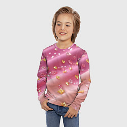 Лонгслив детский Золотинки на розовой текстуре, цвет: 3D-принт — фото 2