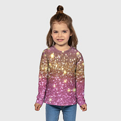 Лонгслив детский Золотые блестки на розовом, цвет: 3D-принт — фото 2