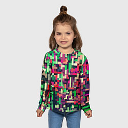 Лонгслив детский Зелёно-розовый геометричные фигуры, цвет: 3D-принт — фото 2