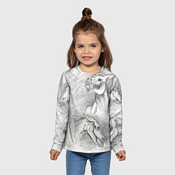 Лонгслив детский Черепа лошадей - эскиз, цвет: 3D-принт — фото 2