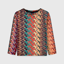 Детский лонгслив Красно-синий искажённые полосы узор