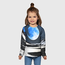 Лонгслив детский Синяя луна, цвет: 3D-принт — фото 2