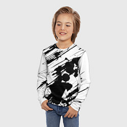 Лонгслив детский Брызги и штрихи черной краски, цвет: 3D-принт — фото 2
