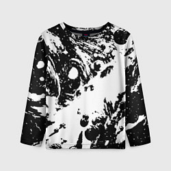 Лонгслив детский Белый с чёрной абстракцией, цвет: 3D-принт