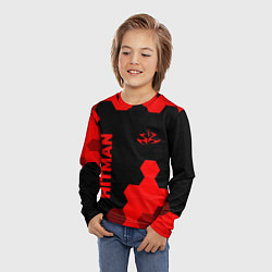 Лонгслив детский Hitman - red gradient вертикально, цвет: 3D-принт — фото 2