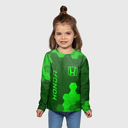 Лонгслив детский Honda - green gradient вертикально, цвет: 3D-принт — фото 2