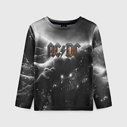 Лонгслив детский ACDC металлический лого черно-белая текстура, цвет: 3D-принт