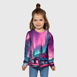 Лонгслив детский Лиловое сияние над лесом, цвет: 3D-принт — фото 2