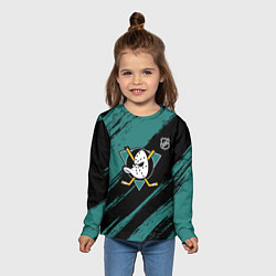 Лонгслив детский Анахайм Дакс - зеленая краска, цвет: 3D-принт — фото 2
