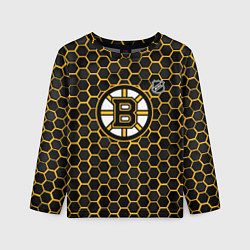 Лонгслив детский Бостон Брюинз - черные соты, цвет: 3D-принт