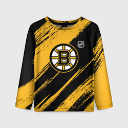 Лонгслив детский Бостон Брюинз - брызги краски, цвет: 3D-принт
