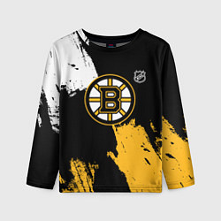 Лонгслив детский Бостон Брюинз - разлитая краска, цвет: 3D-принт