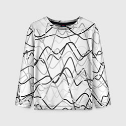 Лонгслив детский Белый с серыми волнистыми полосами, цвет: 3D-принт