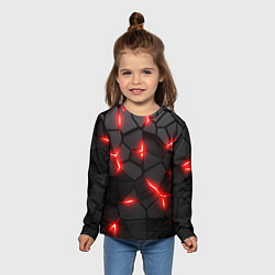 Лонгслив детский Красная неоновая броня, цвет: 3D-принт — фото 2