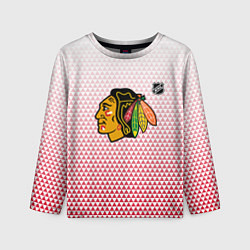 Лонгслив детский Чикаго Блэкхокс - красные треугольники с градиенто, цвет: 3D-принт