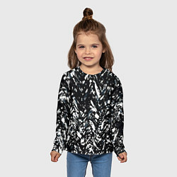 Лонгслив детский Искажённый пёстрый чёрно-белый, цвет: 3D-принт — фото 2