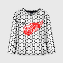 Лонгслив детский Детройт Ред Уингз - белые соты, цвет: 3D-принт