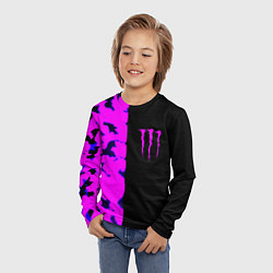 Лонгслив детский Monster energy neon camo, цвет: 3D-принт — фото 2