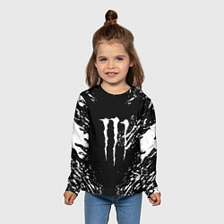 Лонгслив детский Monster energy white splash, цвет: 3D-принт — фото 2