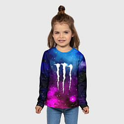 Лонгслив детский Monster energy neon space, цвет: 3D-принт — фото 2