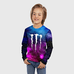 Лонгслив детский Monster energy neon space, цвет: 3D-принт — фото 2