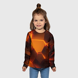 Лонгслив детский Оранжевые объемные пластины, цвет: 3D-принт — фото 2