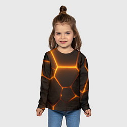 Лонгслив детский Оранжевое свечение текстура, цвет: 3D-принт — фото 2