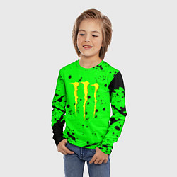 Лонгслив детский Monster energy кислотные брызги, цвет: 3D-принт — фото 2