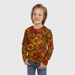 Лонгслив детский Летучий корабль в стиле хохломской росписи, цвет: 3D-принт — фото 2