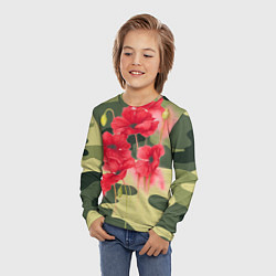 Лонгслив детский Камуфляж с маками, цвет: 3D-принт — фото 2